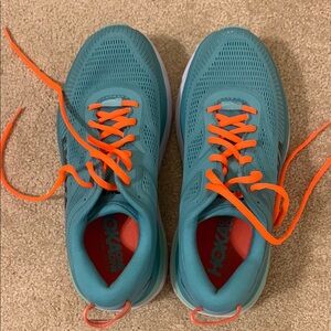Hoka Athletic Shoes in Teal and Orange